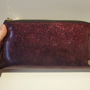 Deux Lux Purple Glitter Wallet Wristlet Womens Card Case Zip Around
